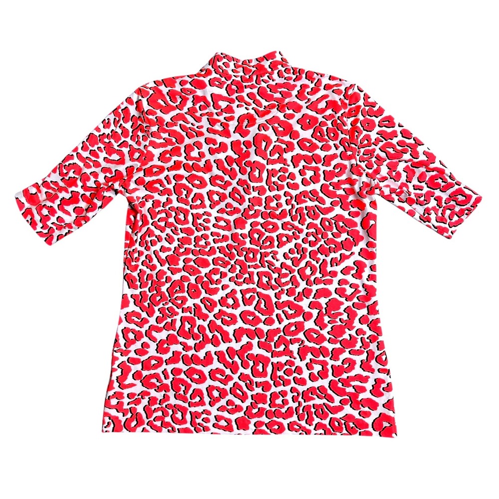 Tail Activewear Womens CoralLeopard Print Quarter Zip Golf Top Small - Picture 2 of 6